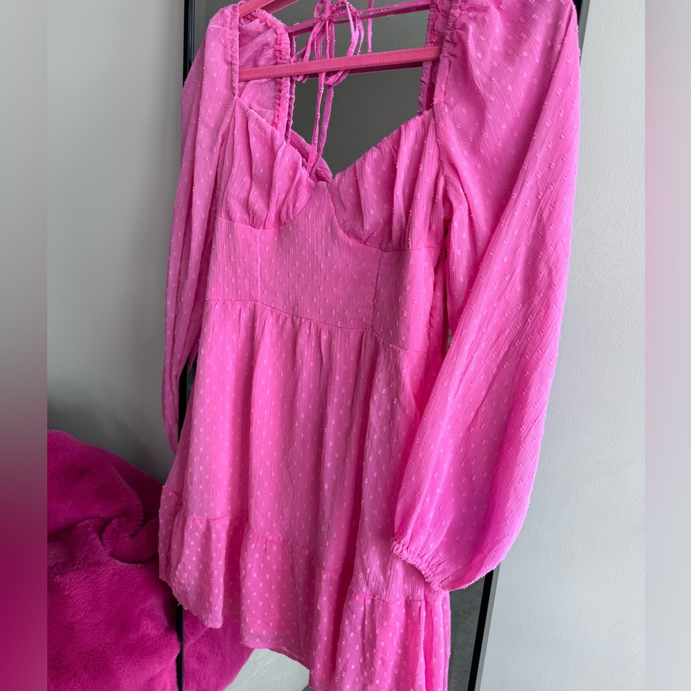 H&M Pink Long Sleeve Mini Dress